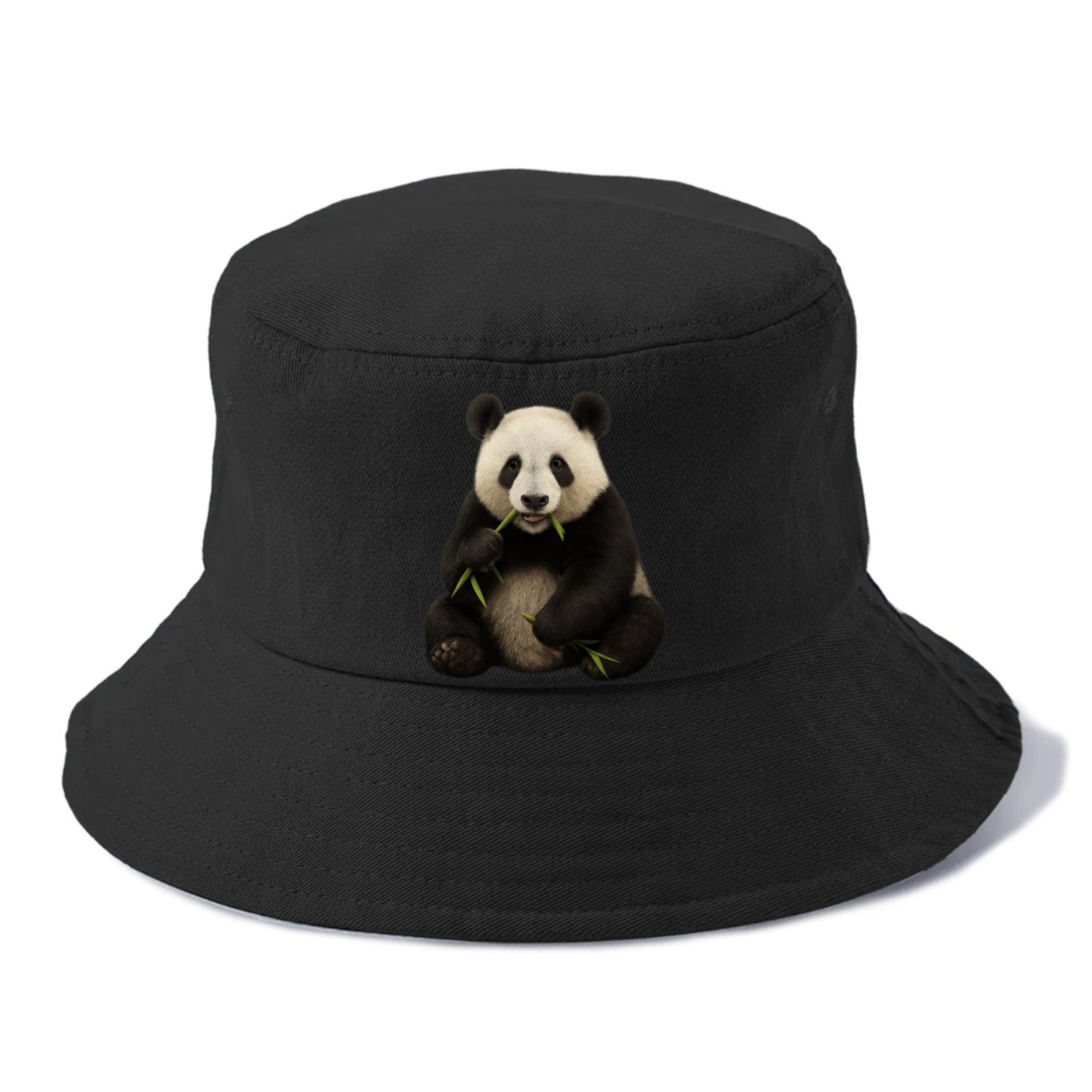 realistic panda eating bamboo hat Hat
