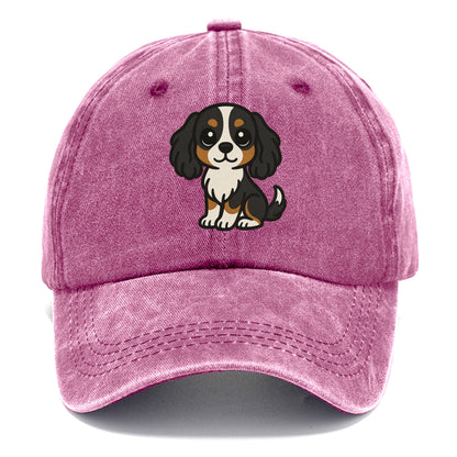 cavalier king charles spaniel tricolor sitting pose portrait design Hat