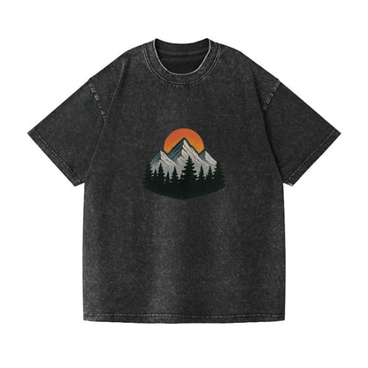 mountain sunset pine forest embroidery Hat