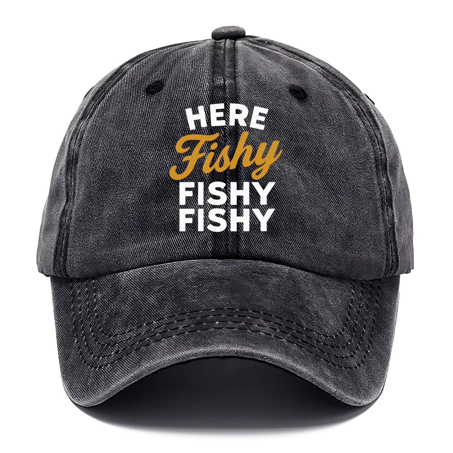 here fishy catch fish embroidery Hat