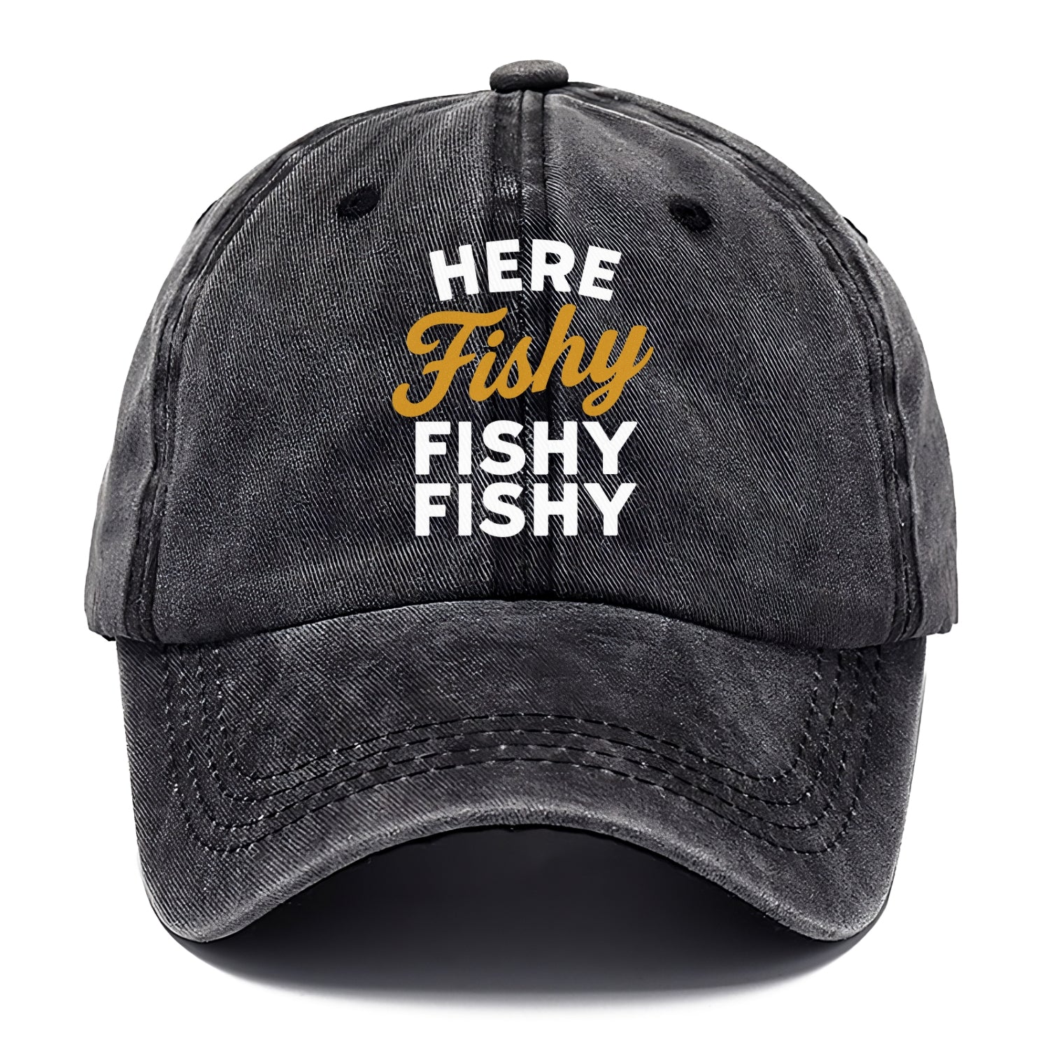 here fishy catch fish embroidery Hat