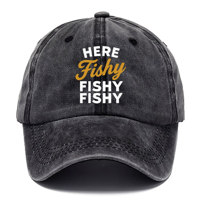 here fishy catch fish embroidery Hat