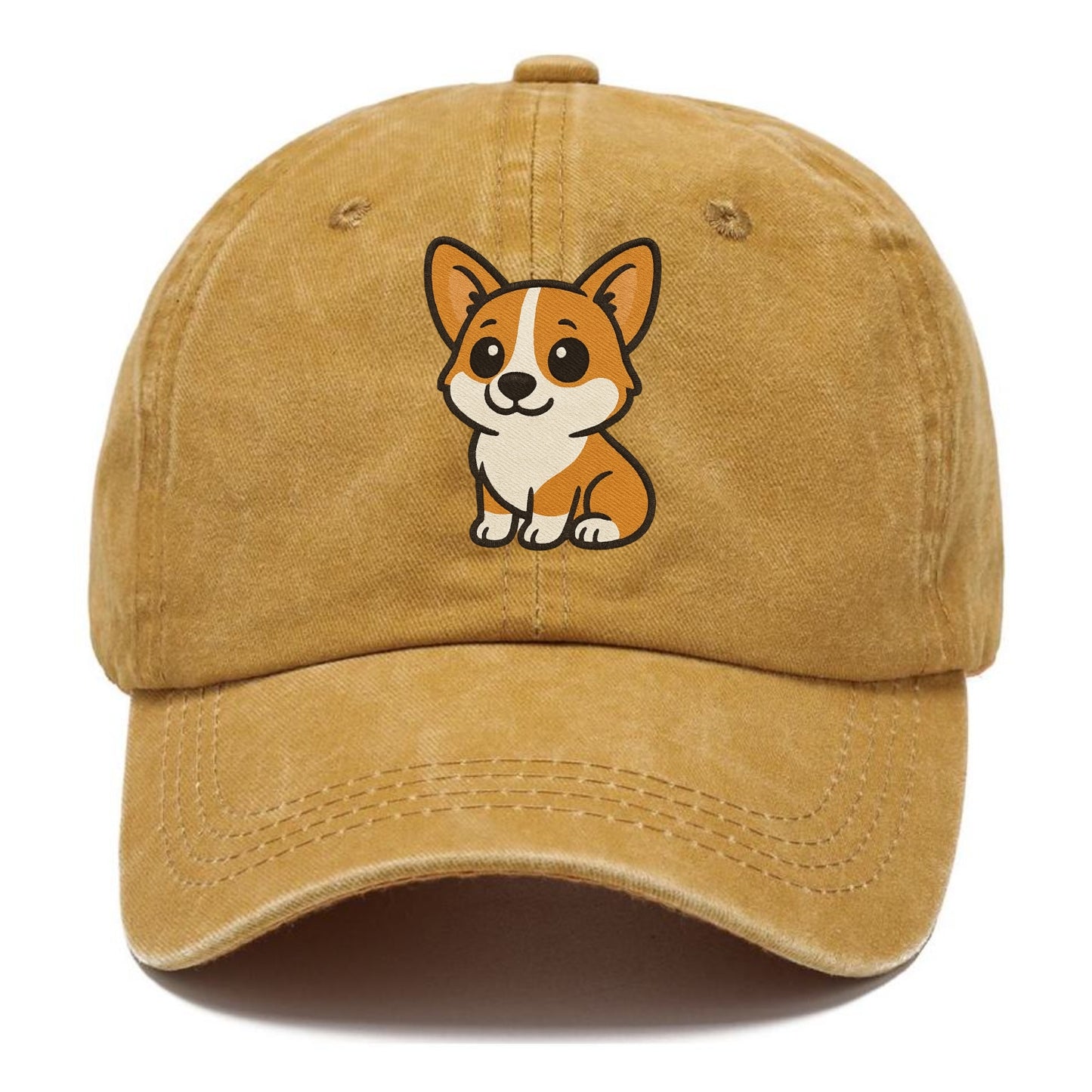 corgi orange and white sitting pose with short legs portrait design Hat