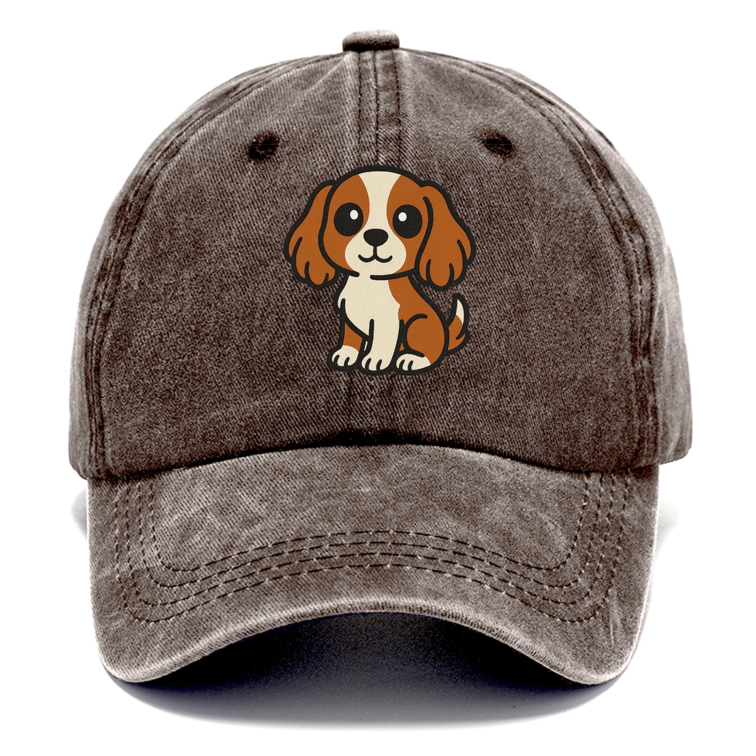 Cavalier King Charles Spaniel Blenheim Colored Sitting Pose Portrait Design Hat