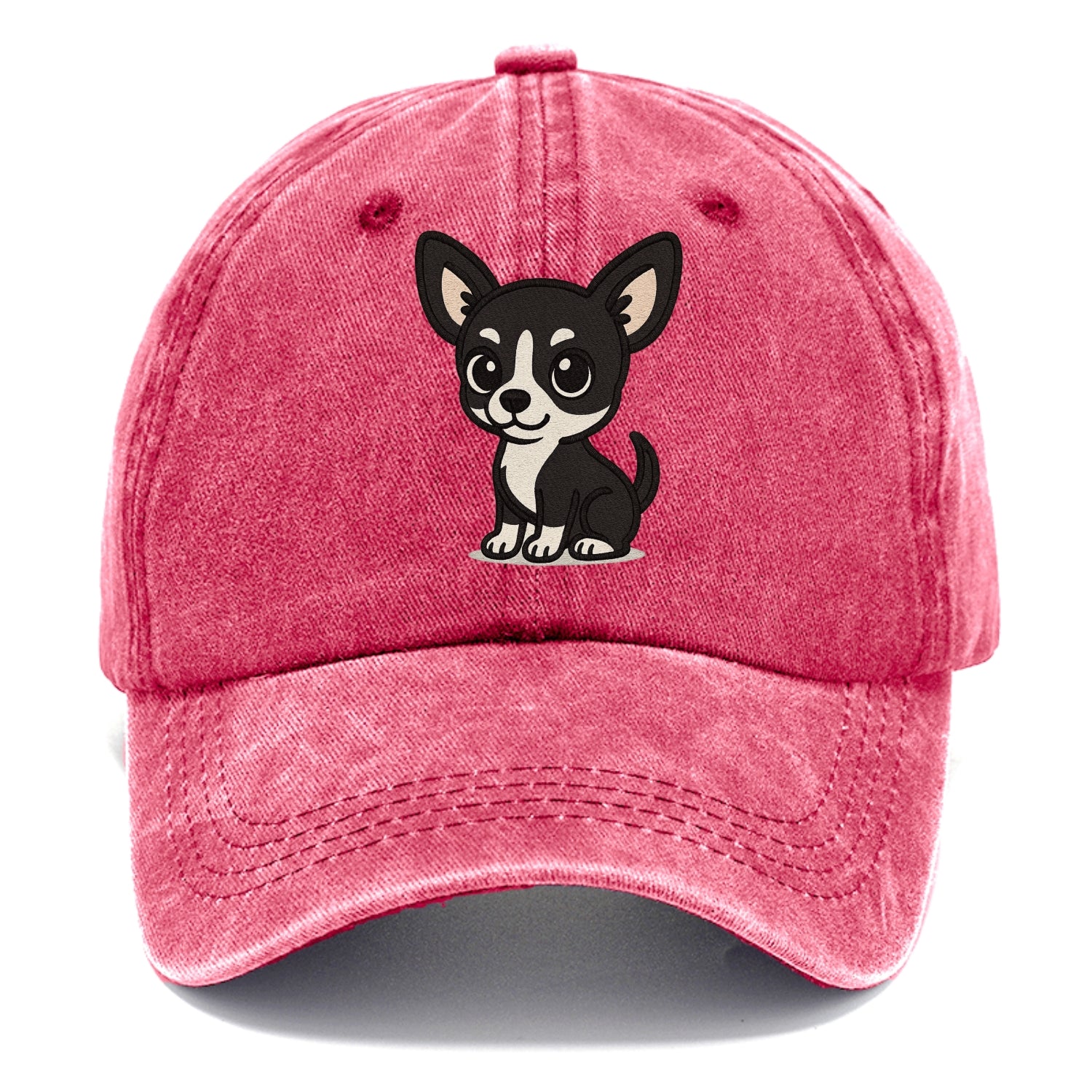 chihuahua black and white sitting pose portrait design Hat