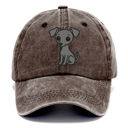 italian greyhound gray sitting pose with thin build portrait design Hat