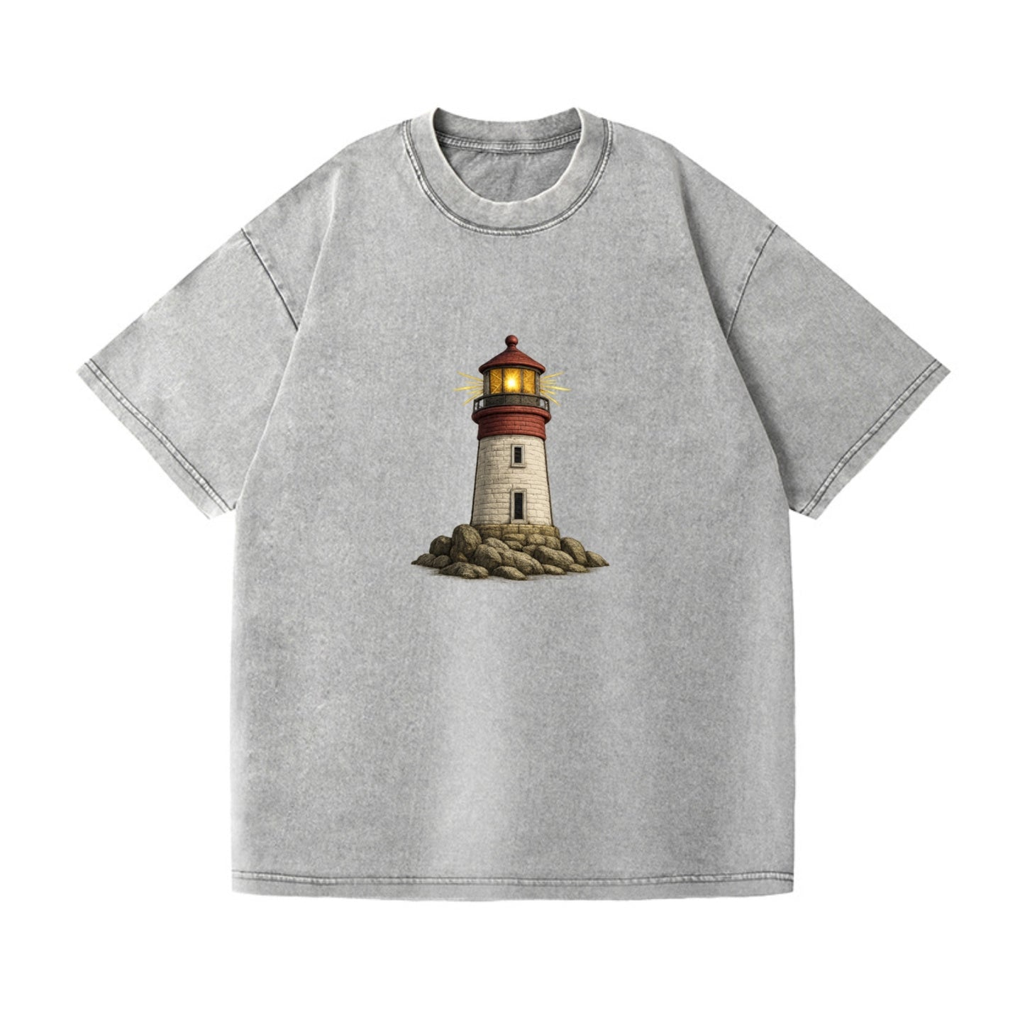 shining lighthouse on a rocky shore Hat
