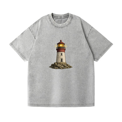 shining lighthouse on a rocky shore Hat