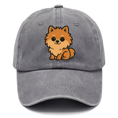 pomeranian orange fluffy sitting pose portrait design Hat
