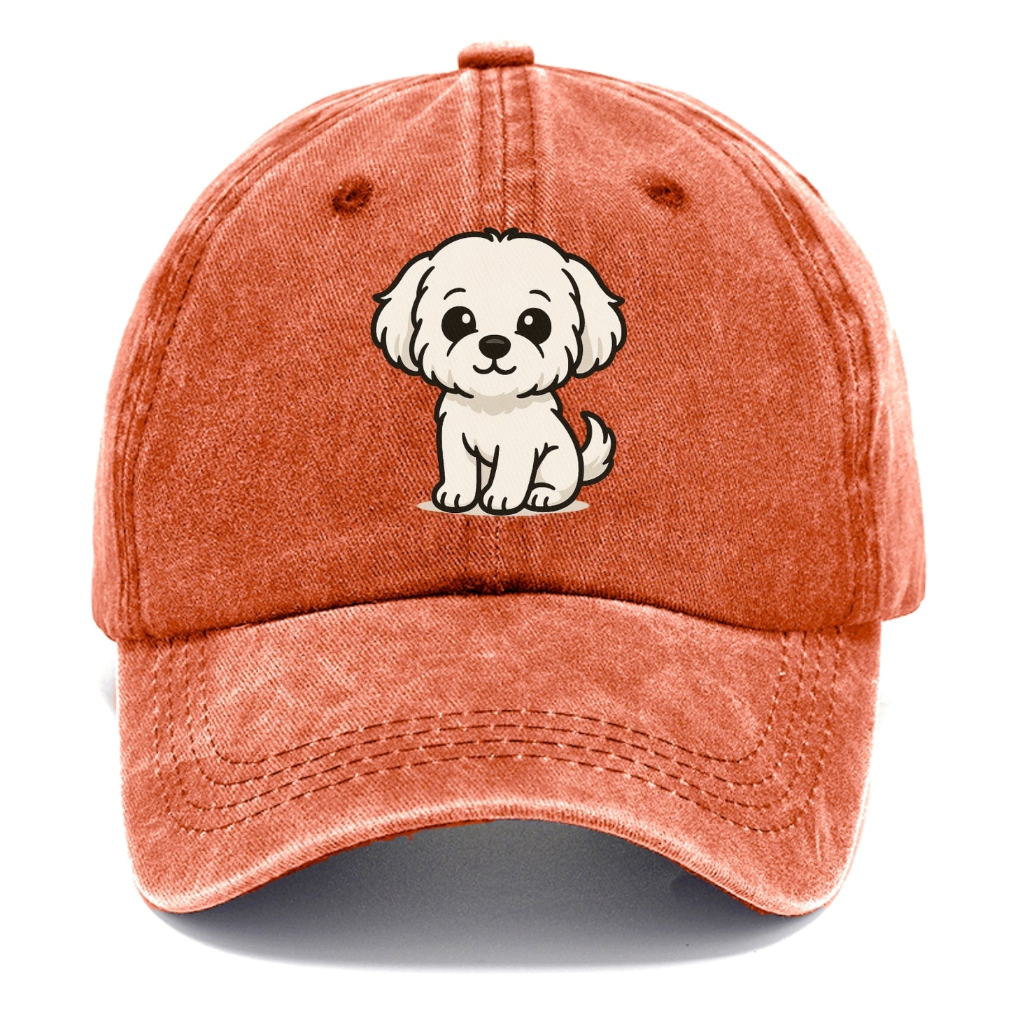maltese pure white fluffy sitting pose portrait design Hat