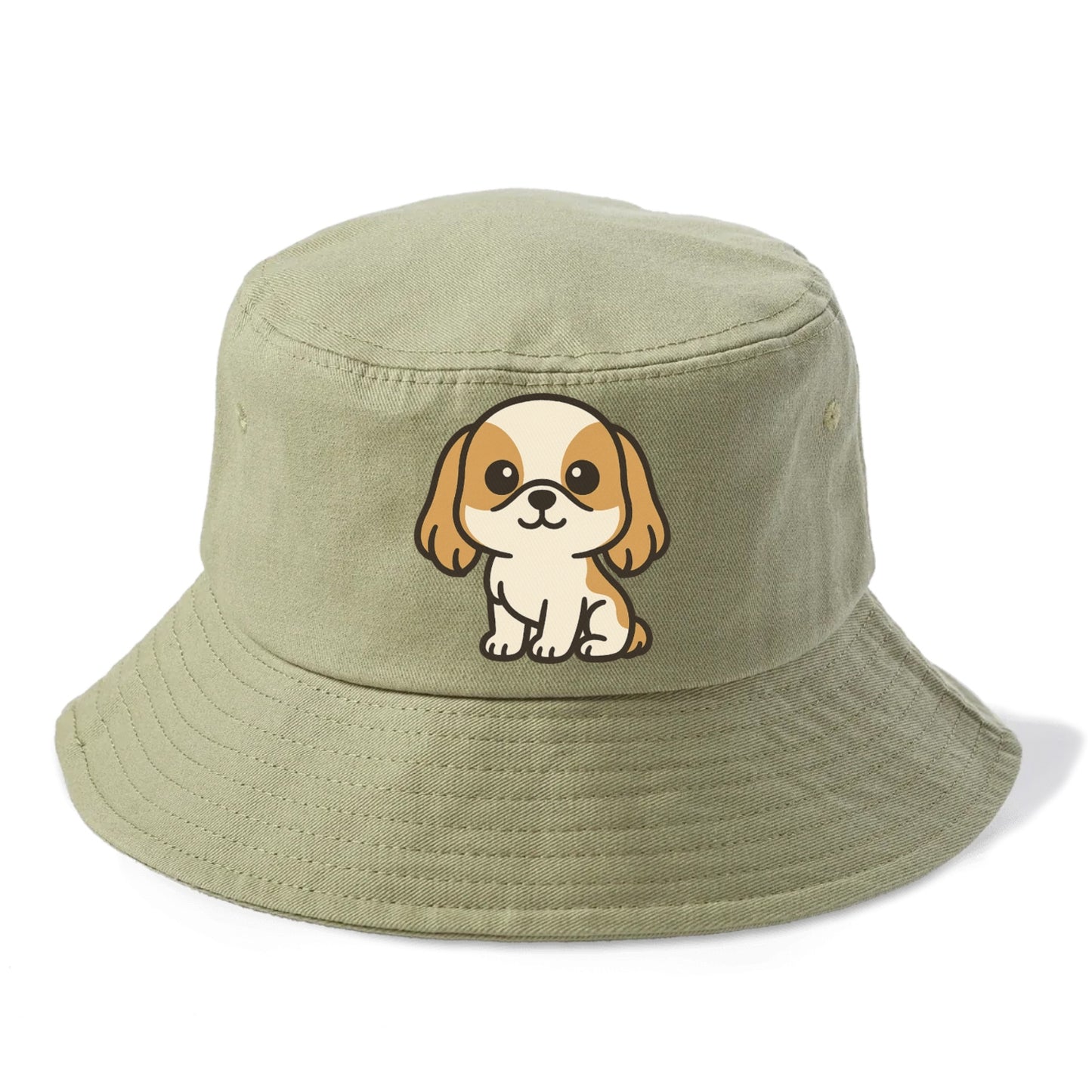shih tzu white and gold sitting pose with long ears portrait design Hat