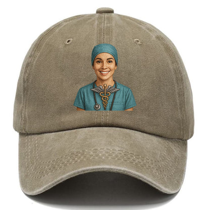 smiling doctor with caduceus art Hat