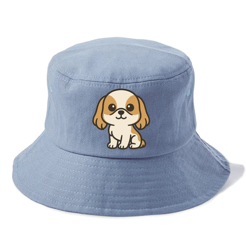 Shih Tzu White And Gold Sitting Pose With Long Ears Portrait Design Bucket Hat