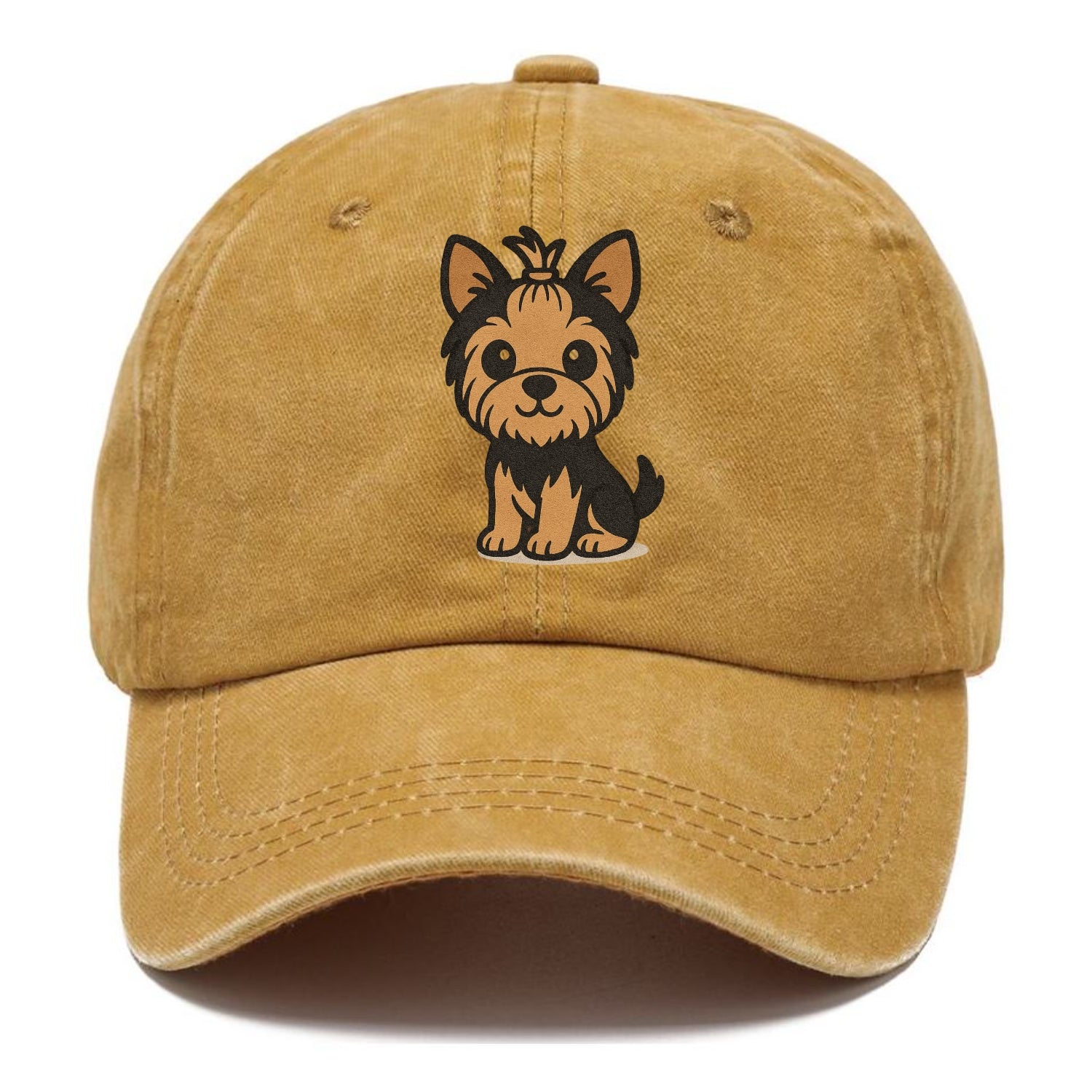 yorkshire terrier brown and black with top knot portrait design Hat