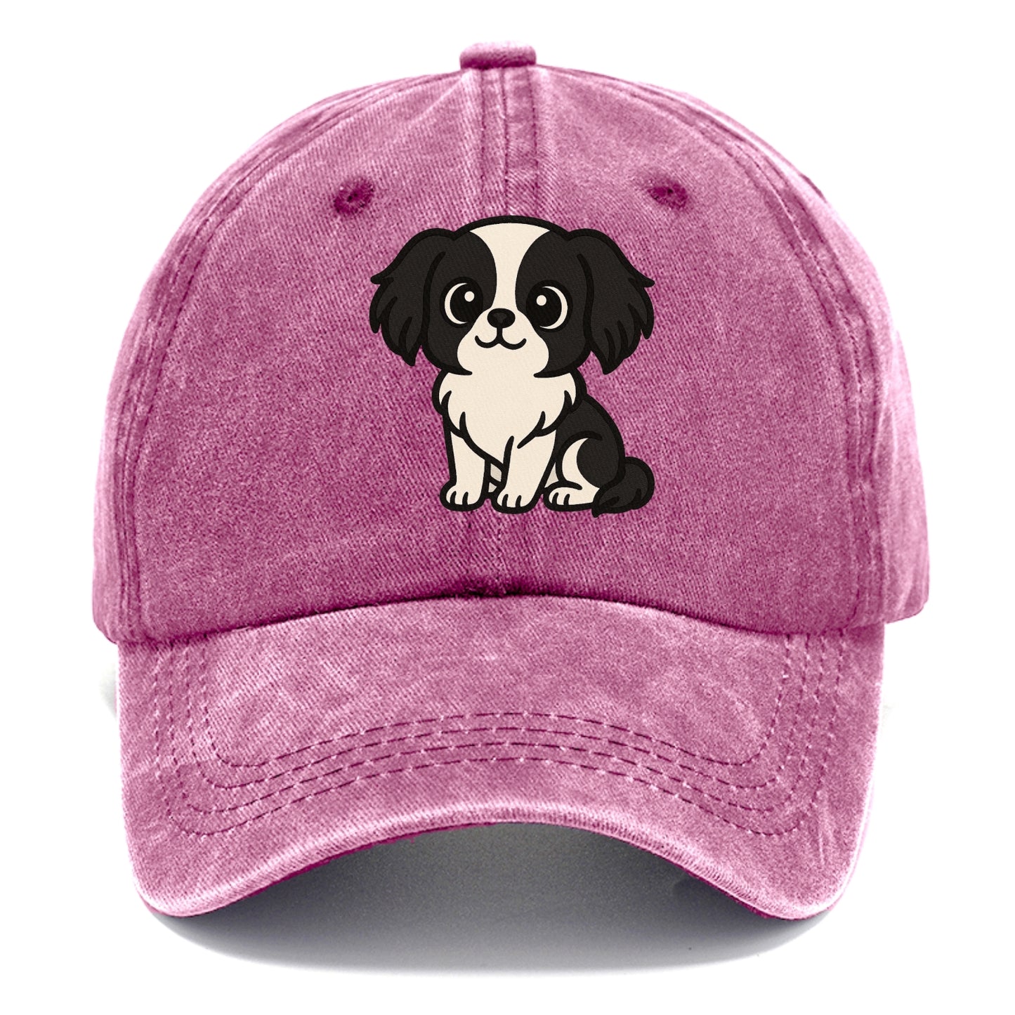 japanese chin black and white sitting pose portrait design Hat