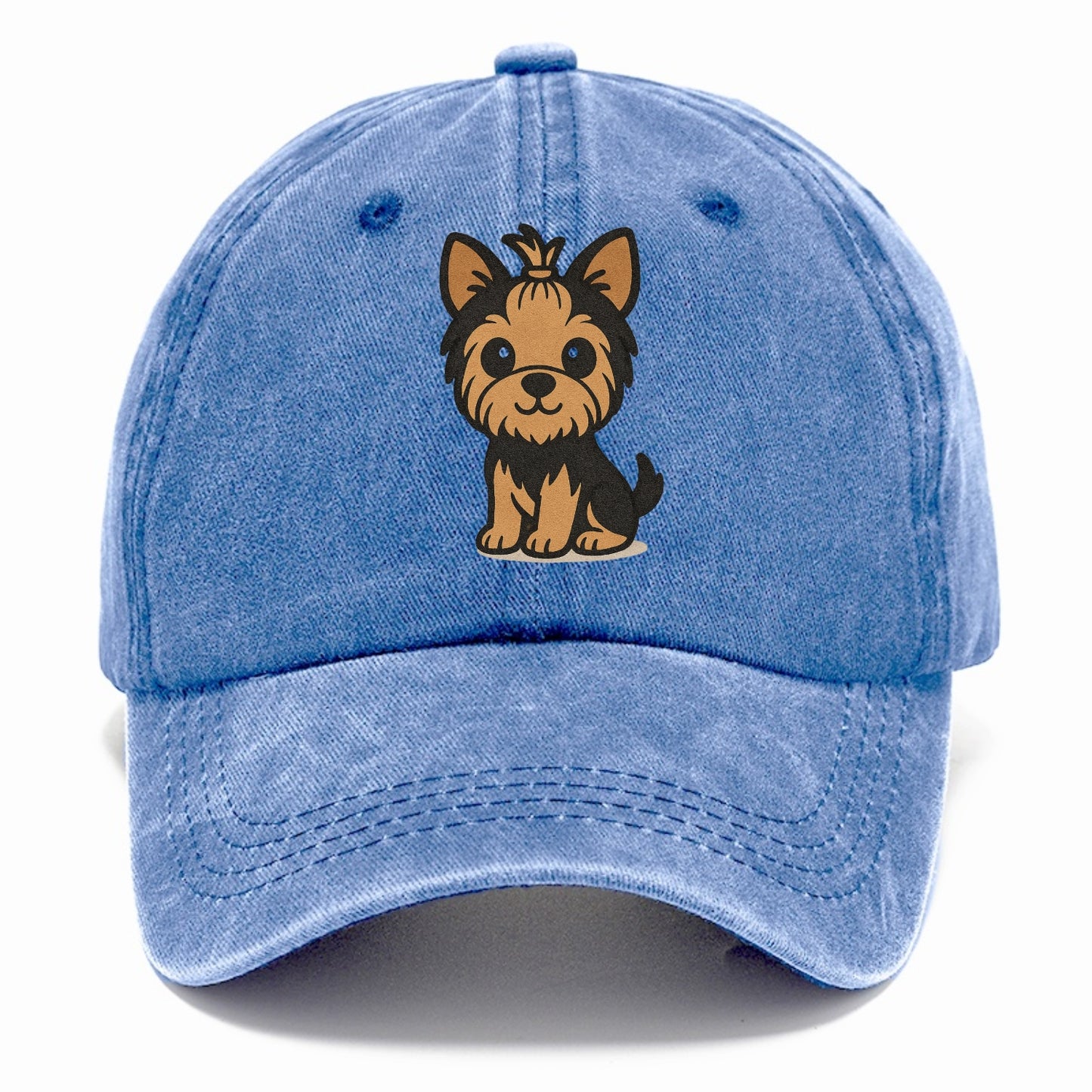 yorkshire terrier brown and black with top knot portrait design Hat