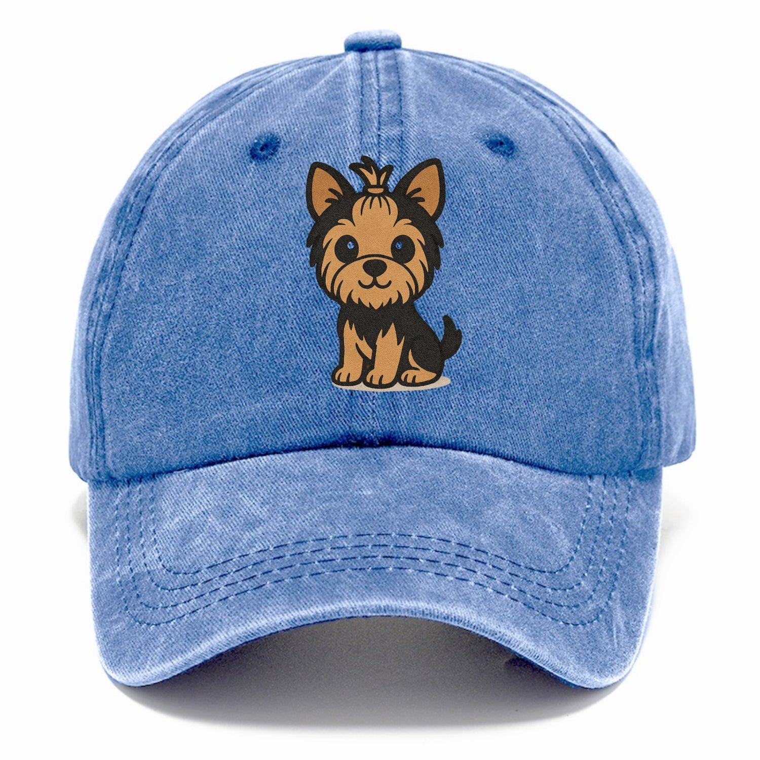 yorkshire terrier brown and black with top knot portrait design Hat