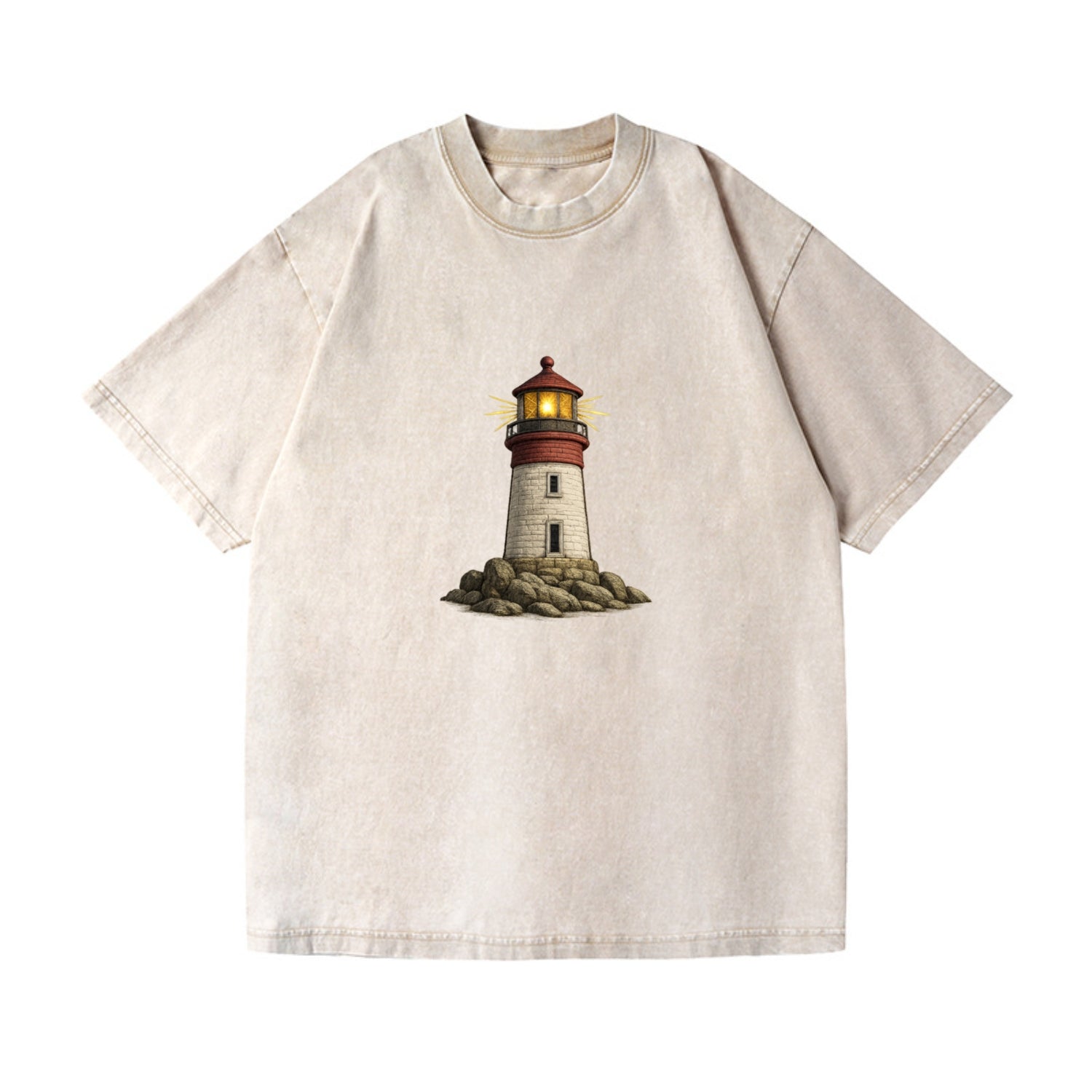 shining lighthouse on a rocky shore Hat