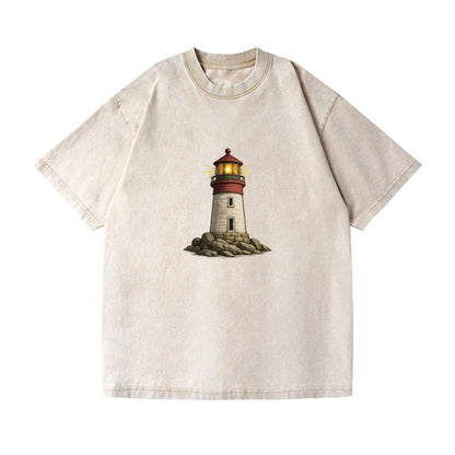 shining lighthouse on a rocky shore Hat