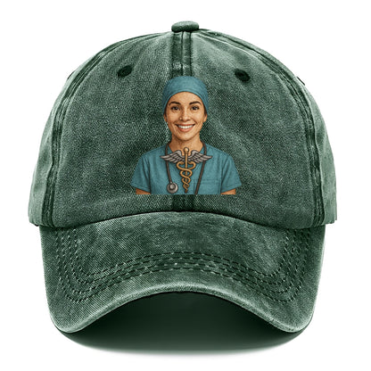 smiling doctor with caduceus art Hat
