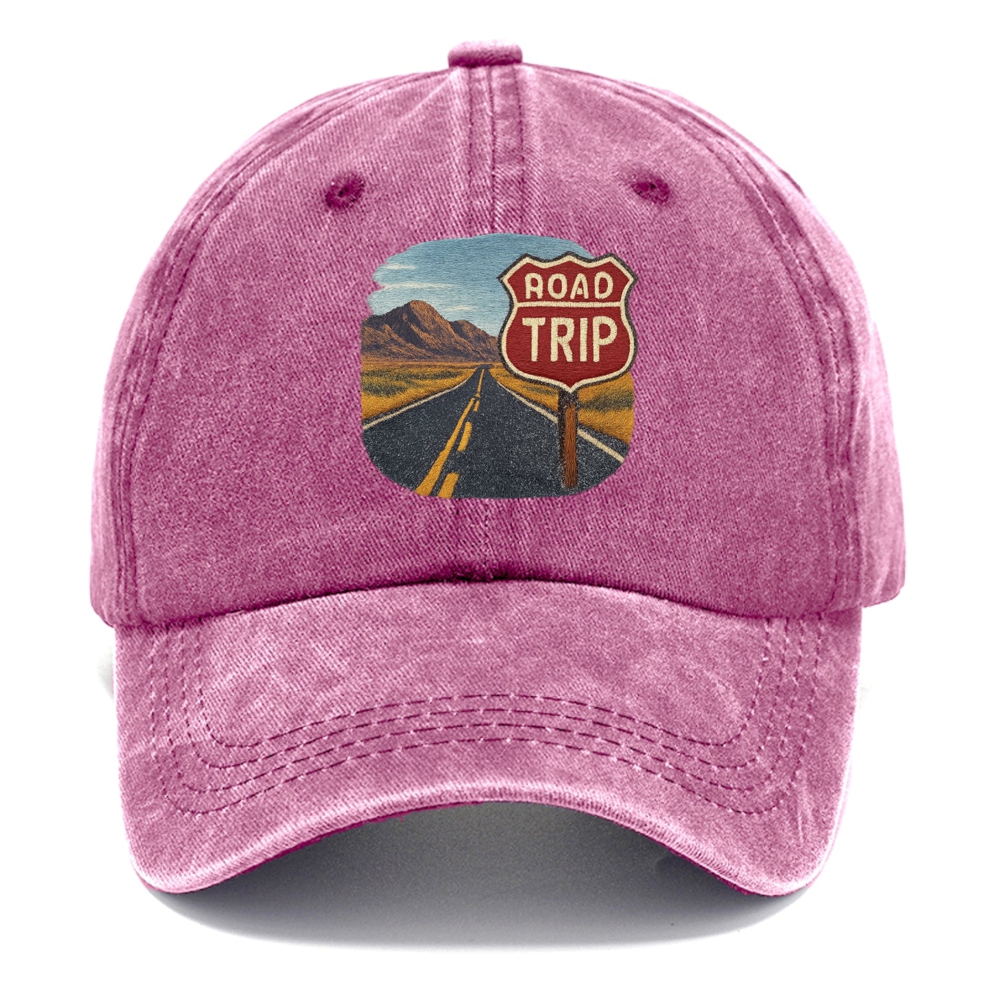 american road trip scenic embroidery Hat