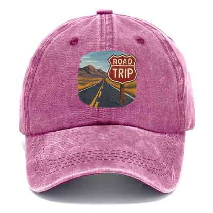 american road trip scenic embroidery Hat