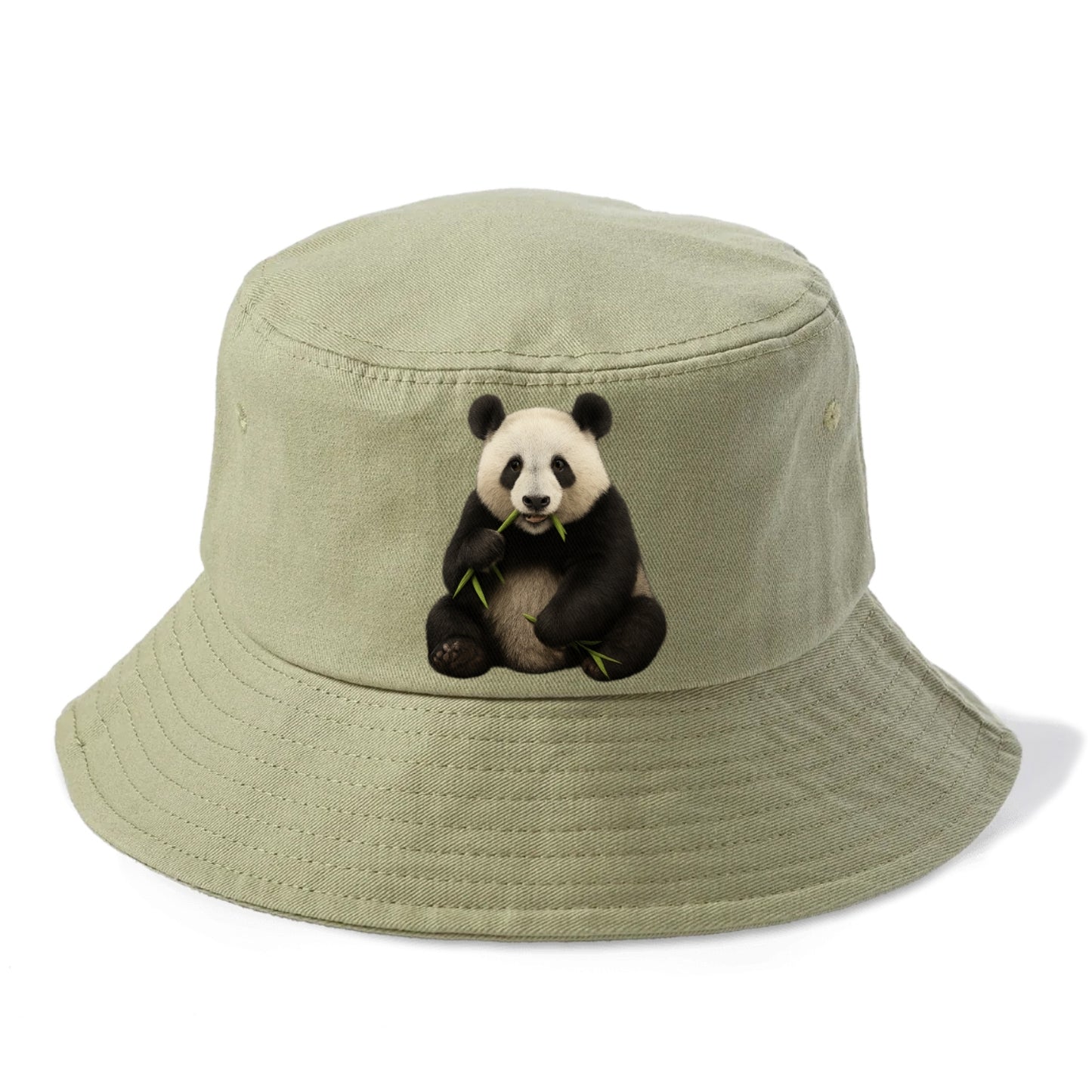 realistic panda eating bamboo hat Hat