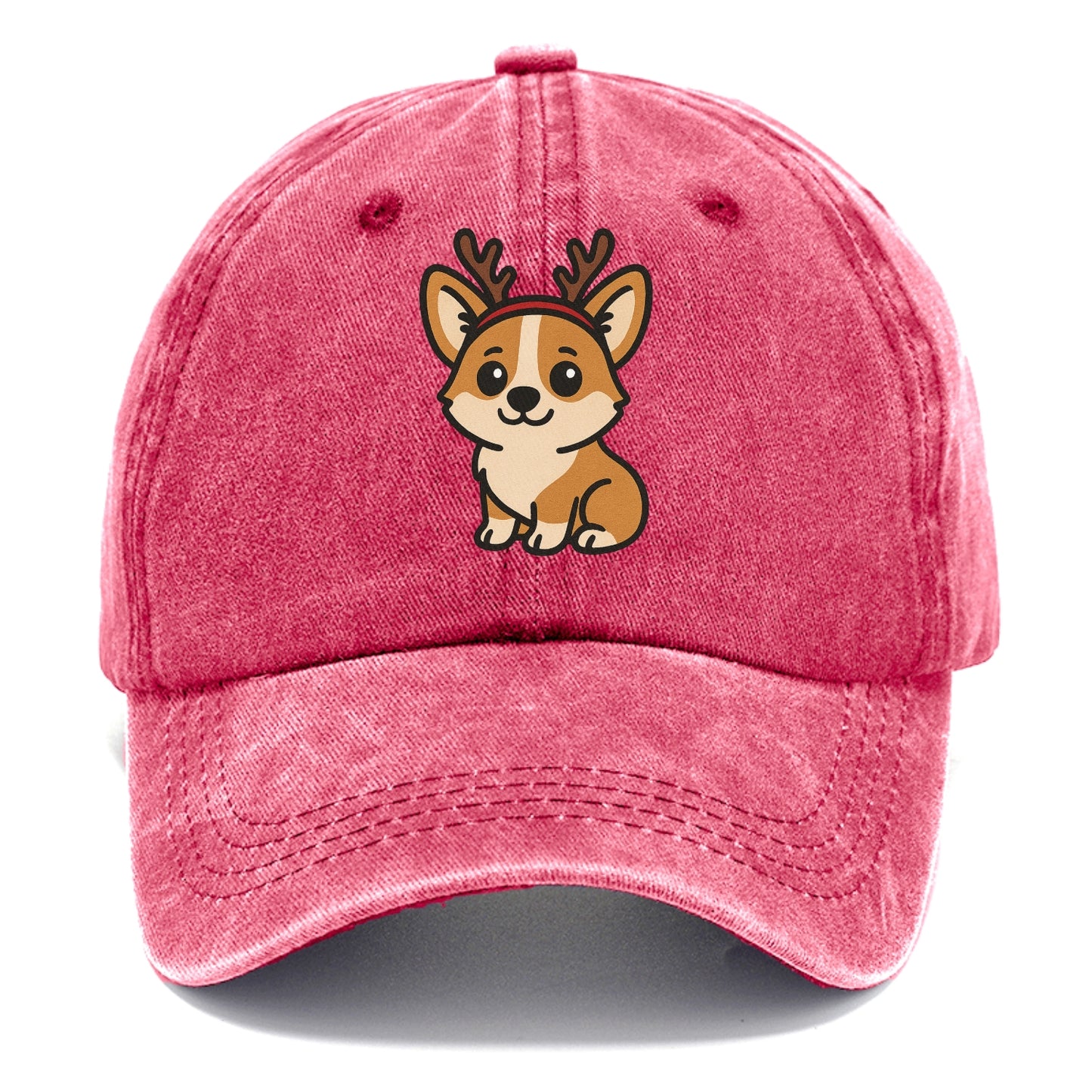 corgi wearing reindeer antlers christmas theme portrait design Hat