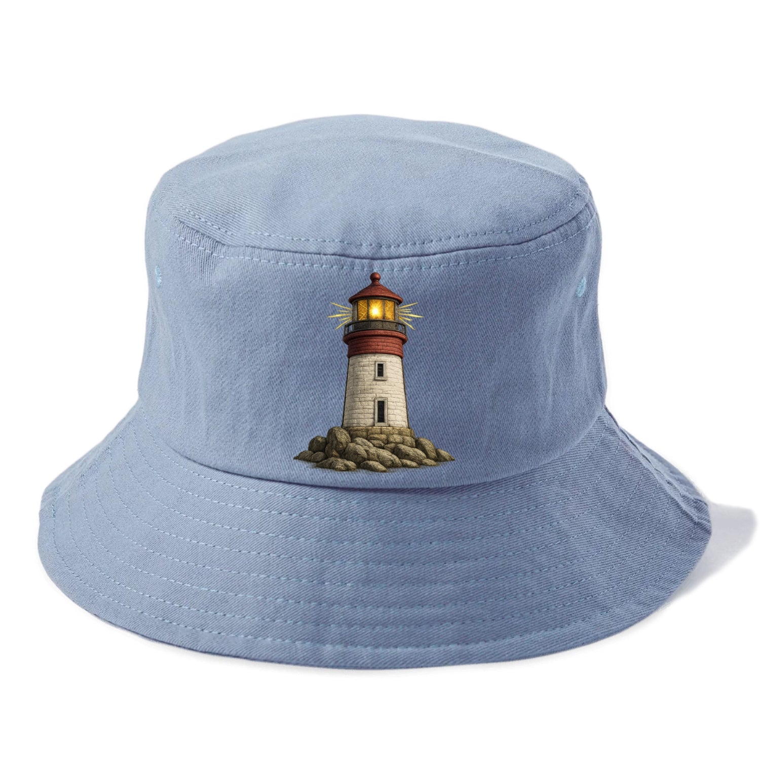 shining lighthouse on a rocky shore Hat