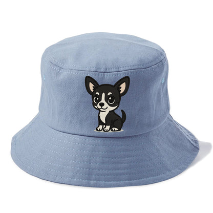 chihuahua black and white sitting pose portrait design Hat