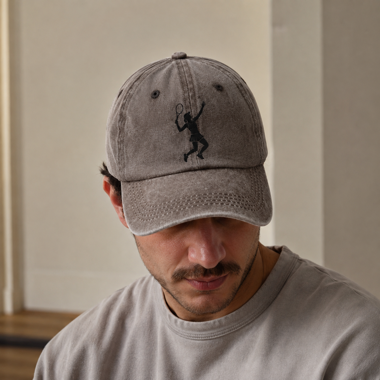 Tennis player serving powerful shot Classic Cap – editorial product image