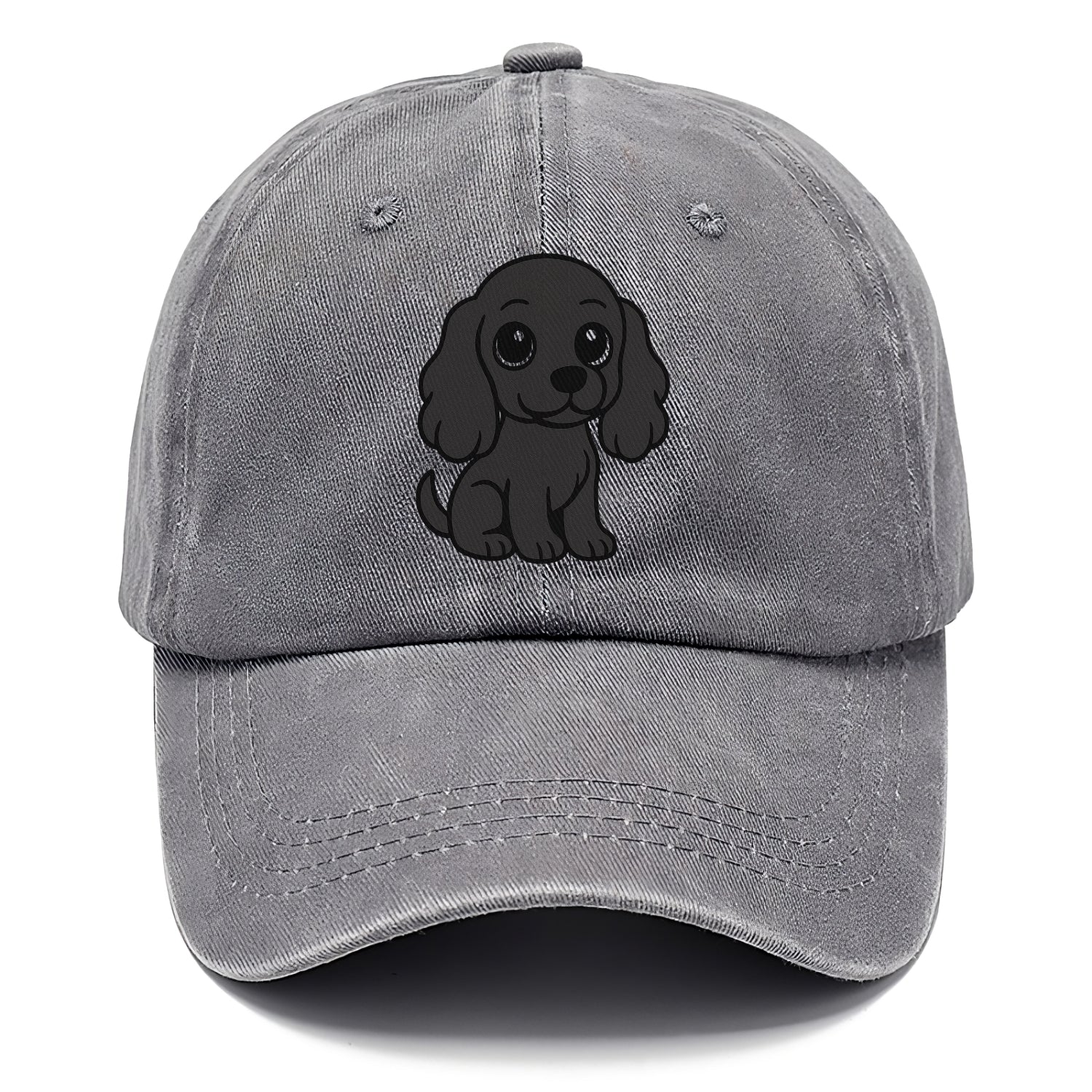cocker spaniel black sitting pose with long ears portrait design Hat