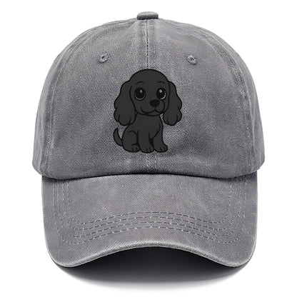 cocker spaniel black sitting pose with long ears portrait design Hat