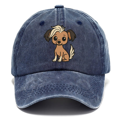 chinese crested hairless with hair tuft sitting pose portrait design Hat
