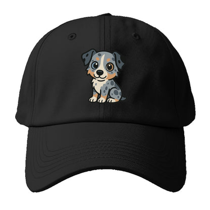 australian shepherd blue merle sitting pose with heterochromia portrait design Hat