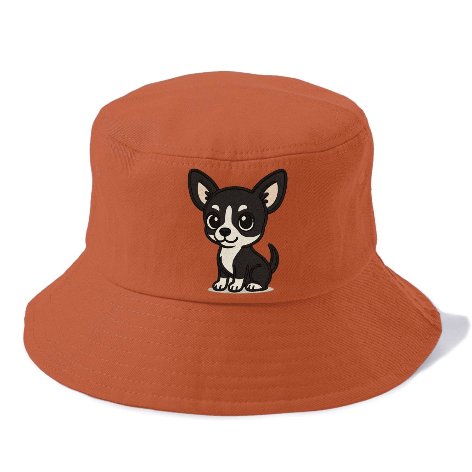 chihuahua black and white sitting pose portrait design Hat