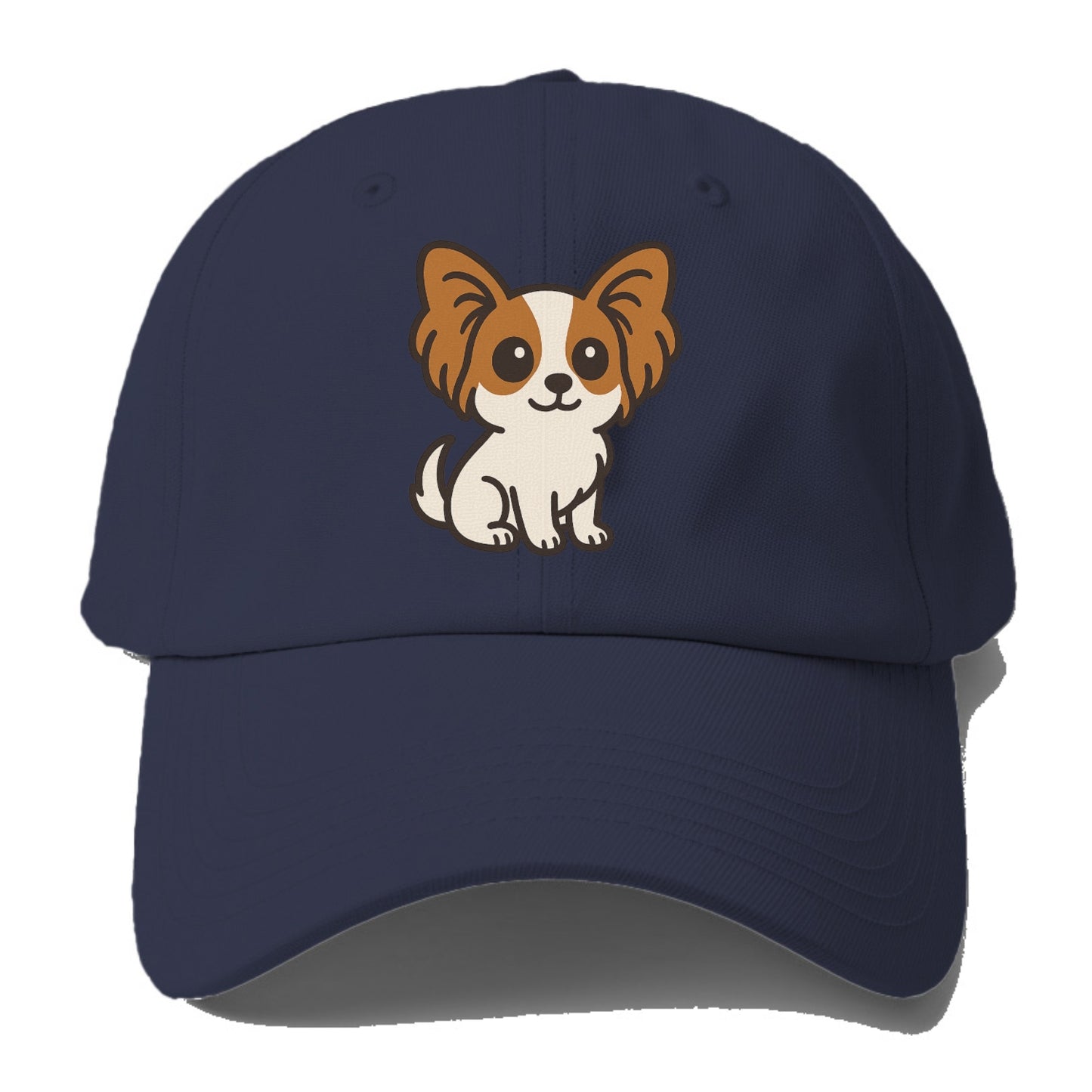 papillon white with brown ears sitting pose portrait design Hat