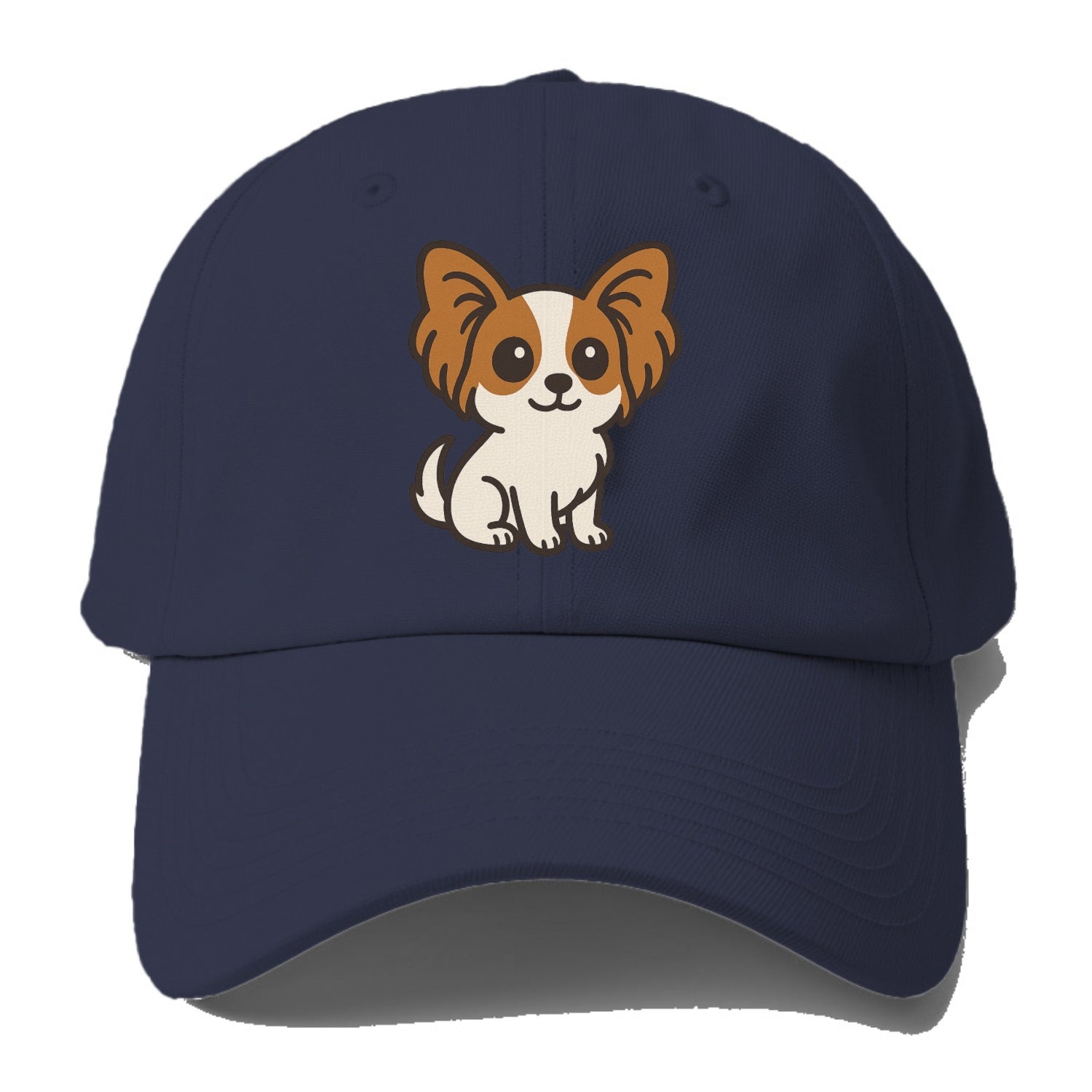 papillon white with brown ears sitting pose portrait design Hat
