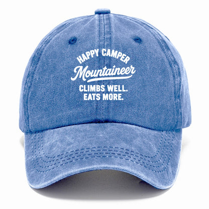 happy camper mountaineer climbing eating Hat