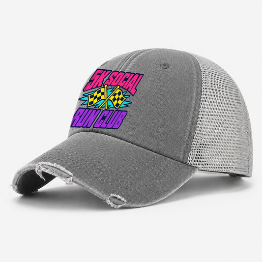5K Social Run Club 90S Running Clubs Washed Trucker Hat – Grey