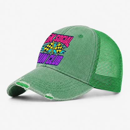 5K Social Run Club 90S Running Clubs Washed Trucker Hat – Ink Green