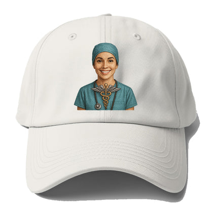 smiling doctor with caduceus art Hat