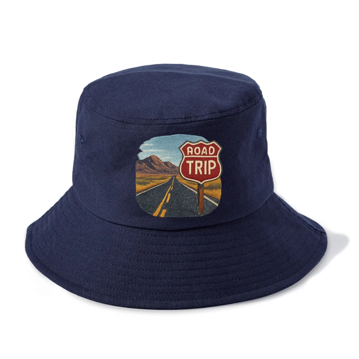 american road trip scenic embroidery Hat