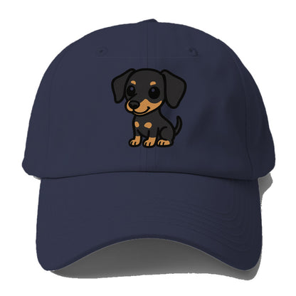 miniature pinscher black and tan sitting pose portrait design Hat