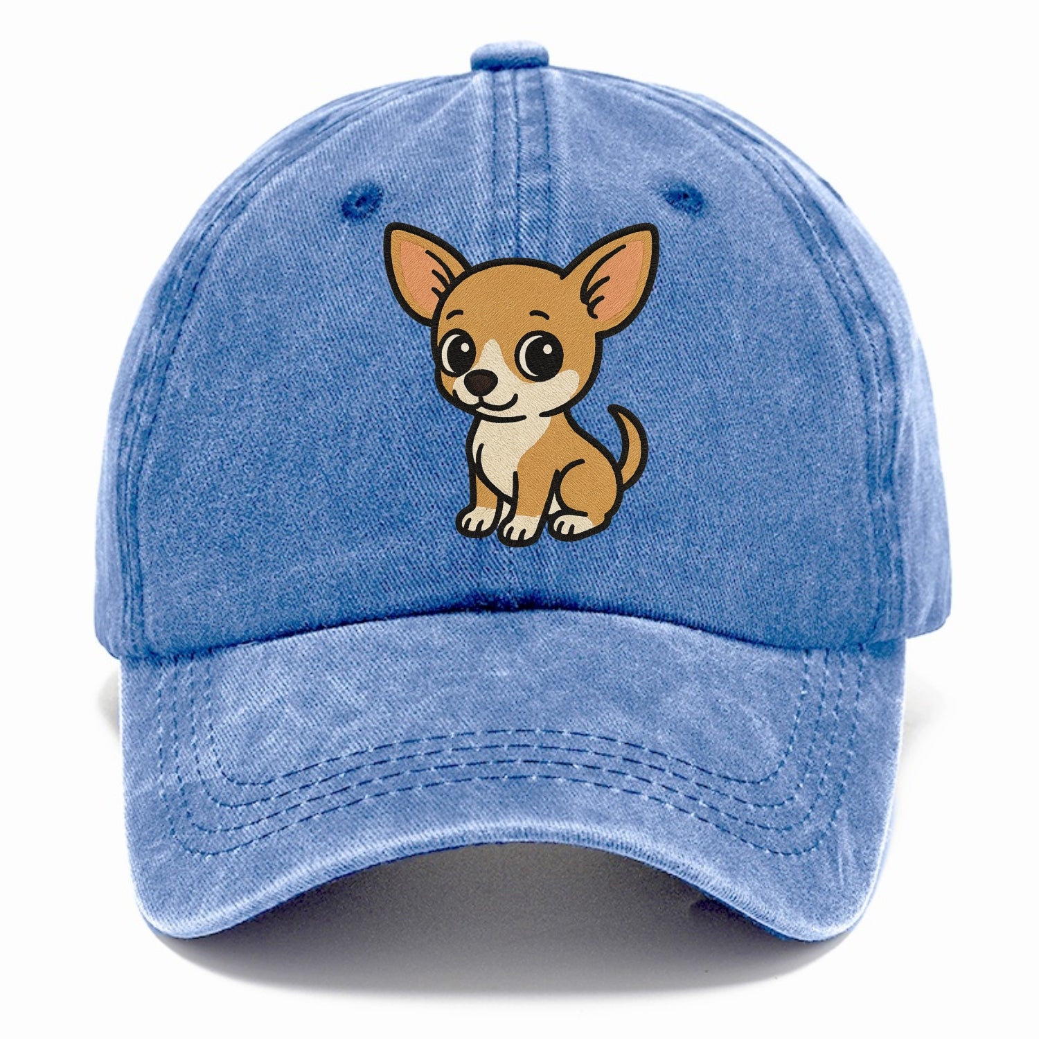 chihuahua tan and white sitting pose portrait design Hat