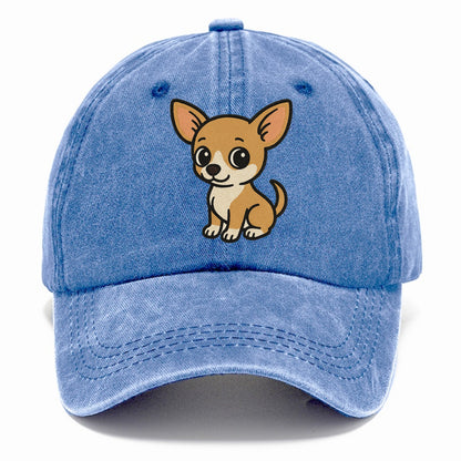 chihuahua tan and white sitting pose portrait design Hat