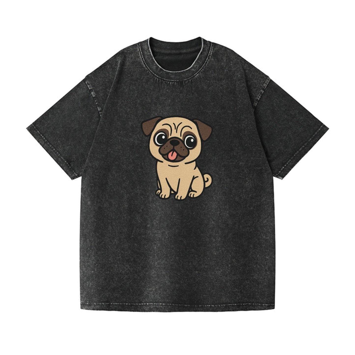 pug tilted head with tongue out portrait design Hat