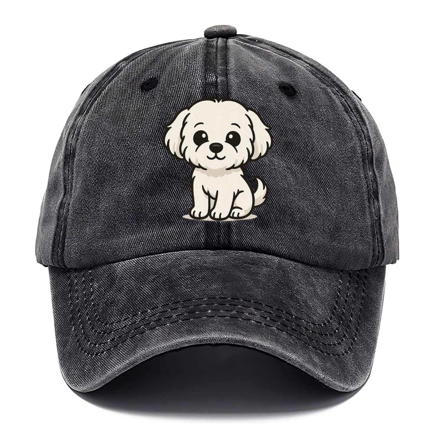 maltese pure white fluffy sitting pose portrait design Hat