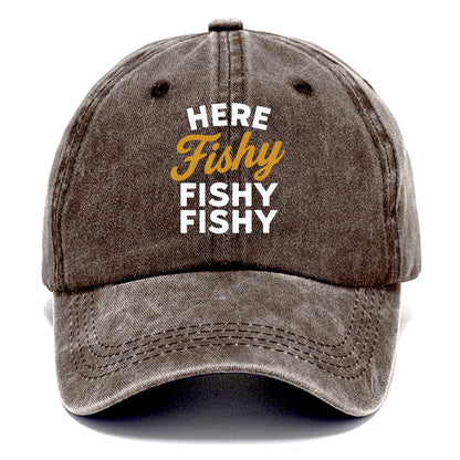 here fishy catch fish embroidery Hat