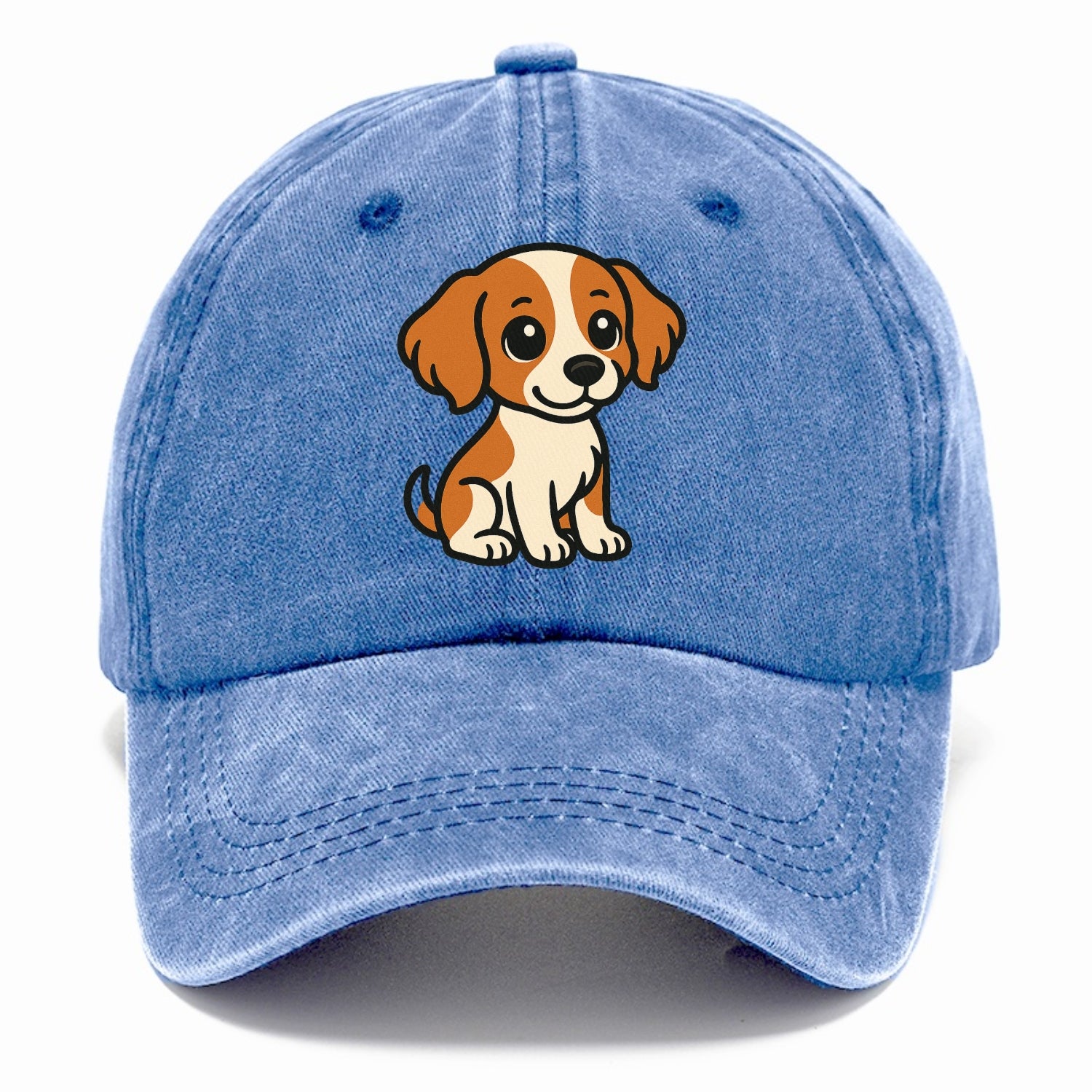 brittany spaniel orange and white sitting pose portrait design Hat